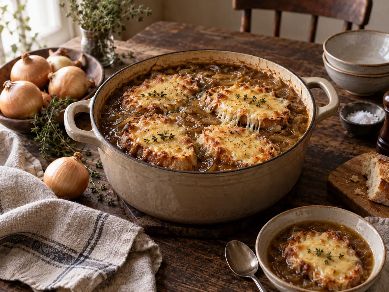 Comment obtenir une soupe à l’oignon douce, fondante et bien gratinée ?